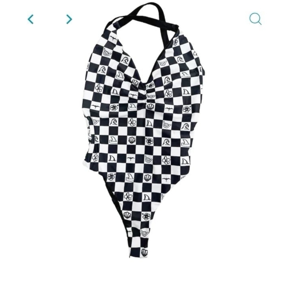 Black and White Checkered One Piece Swimsuit
